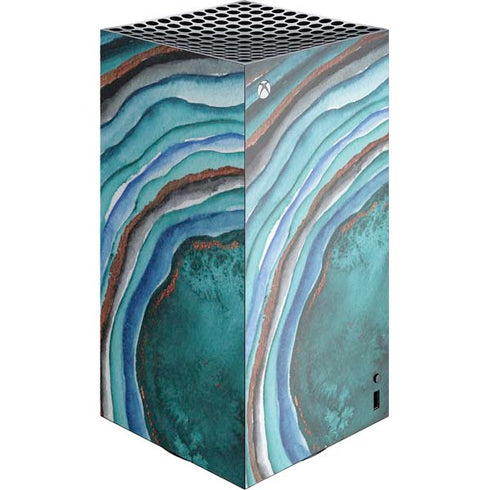 Turquoise Watercolor Geode XBox Series X Digital Edition Console Skin